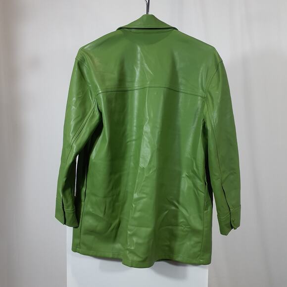 Topshop Maddie Faux Leather Button-Up Shirt Size 4 US - Picture 3 of 4